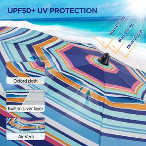 Parasols de plage et de soleil de grande taille 7FT 8.5FT, imperméables, UV50+, en tissu Oxford, inclinables et réglables, avec table pliable - Product Image 4