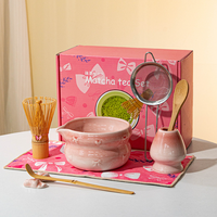 Ensemble de matcha en gros 4/5/7/8 pièces, bol en céramique dégradé avec bec verseur, kit de matcha avec boîte cadeau pour les amateurs de matcha