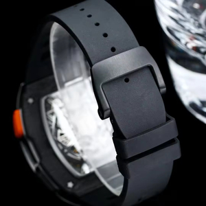 65-01 Mechanical <b>Watch</b> Luxury Split-Second Chronograph Carbon Fiber Case <b>Rubber</b> Strap New Pointer Vibrant Racing Orange Men's - Product Image 5