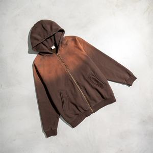 Sudadera con Capucha de Alta Calidad para Hombre, Algodón Grueso, Cierre de Cremallera, Diseño Personalizado, Efecto Desgastado por el Sol - Product Image 2