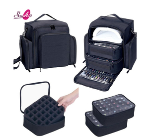Estuche <span class=keywords><strong>de</strong></span> Maquillaje con Diseño <span class=keywords><strong>de</strong></span> Cierre <span class=keywords><strong>de</strong></span> Cremallera y Múltiples Compartimentos para Esmaltes <span class=keywords><strong>de</strong></span> Uñas, Ideal para Maquilladores - Product Image 2