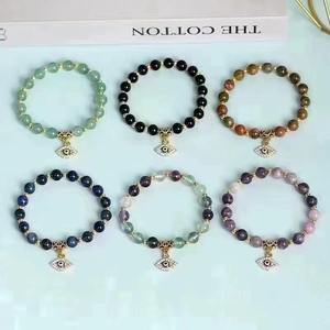 Bracelet vintage en pierres naturelles d'aventurine verte avec pendentif œil bleu pour femme - Product Image 5