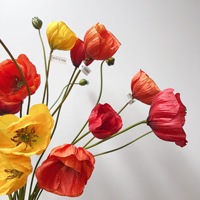 Fleur de pavot artificielle à trois têtes, fleurs artificielles, fleurs décoratives, couronnes et plantes, arrangements floraux
