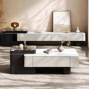 Muebles <span class=keywords><strong>de</strong></span> Salón <span class=keywords><strong>de</strong></span> Diseño Sencillo a Precio <span class=keywords><strong>de</strong></span> Mayoreo, Mueble para <span class=keywords><strong>TV</strong></span> Multifuncional Blanco Moderno con Base para <span class=keywords><strong>TV</strong></span> y Superficie <span class=keywords><strong>de</strong></span> Piedra Tecnológica - Product Image 3