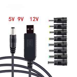 DC Step up 5V to 9V 12V Boost Power USB <b>Cable</b> with 8PCS DC Male to Female Adapter for Router LED Light USB <b>Cable</b> Boost Converter - Product Image 1