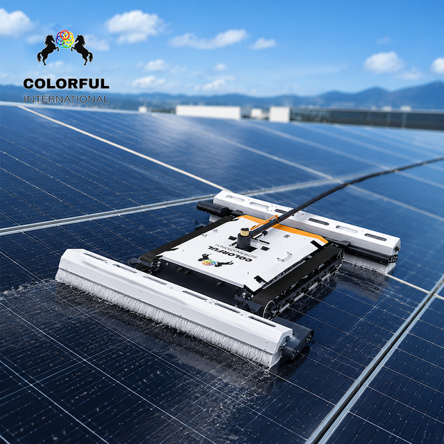 Photovoltaic Solar Panel Cleaning Robot with Dry & Water Cleaning Remote Control Brush 4-Hour Battery Life