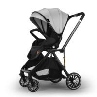 Poussette Bébé Pliable 2-en-1 3-en-1 en Alliage d'Aluminium, Amortissement en Caoutchouc, 4 Roues, Capacité de Charge 20KG, Modèle High Landscape