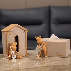 ชุดกล่องกระดาษทิชชู่รูปหมีน้อย ดีไซน์การ์ตูนเรซิ่น สไตล์โมเดิร์นเรียบง่าย ตกแต่งบ้านแบบตั้งพื้น - Product Image 1