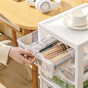 Chariot de rangement à roulettes transparent à <span class=keywords><strong>4</strong></span> <span class=keywords><strong>tiroirs</strong></span> avec roues verrouillables, organisateur multifonctionnel pour maquillage, salle de bain, cuisine, bureau - Product Image 6
