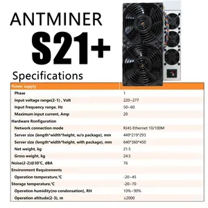 Mạnh mẽ bitmain S21 cộng với BTC Miner antminer S21 216t 3564W PSU mới s19k máy tính xử lý dữ liệu - Product Image 3