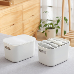 Desktop Storage Box Rectangle Solid Color Stackable With Lid Large Capacity For Stationery Food Storage - Product Image 4