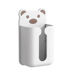 Bear Wall Mounted Tissue Box White Single Layer No Drilling Bathroom Storage Shelf - Product Image 5