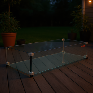 Rectangular <b>Fire</b> Pit Table 44x14x7 Inch Tempered Glass Bioethanol Outdoor Heater Modern Design - Product Image 2