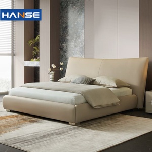 Design moderno camera da letto in pelle rosa con custodia reclinabile per famiglia normale King Size pannello in legno tenero mobili per adulti - Product Image 3