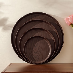 Plateau <span class=keywords><strong>de</strong></span> service rond effet bois en promotion - Plateau <span class=keywords><strong>de</strong></span> serveur <span class=keywords><strong>de</strong></span> qualité alimentaire, 4 tailles, grand format, idéal pour café, desserts, thé <span class=keywords><strong>de</strong></span> l'après-midi, bière et repas festifs - Product Image 3