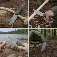 Couteau à lame fixe d'extérieur, couteau droit de survie, de chasse et de pêche, couteau utilitaire en acier D2 avec étui GT0177