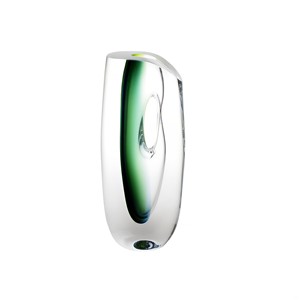 33cmSculpture en verre clair artistique avec accent dégradé vert, design organique abstrait. Idéal pour <span class=keywords><strong>la</strong></span> décoration intérieure - Product Image 1