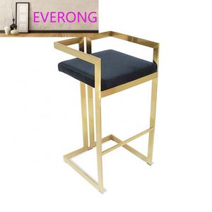 Tabouret de <span class=keywords><strong>bar</strong></span> haut en acier inoxydable doré de luxe, en tissu, style <span class=keywords><strong>bistrot</strong></span> moderne, fabriqué en usine en gros - Product Image 1