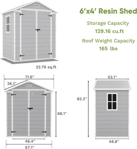 Abri de jardin étanche 4x6 pieds grande capacité, idéal pour ranger les outils d'été, avec plancher inclus - Vente chaude directe usine - Product Image 3