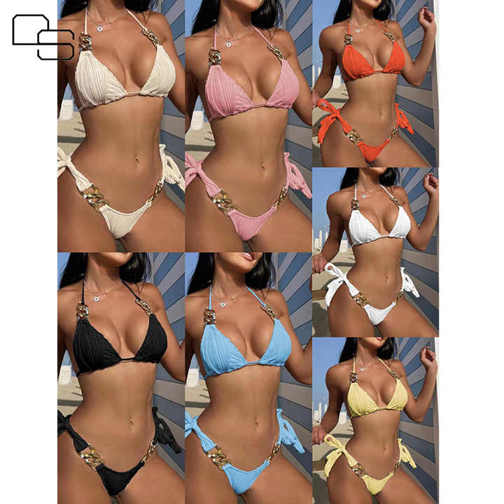 One-piece Steel Bracket European And American Bikini Sexy Split Women's Swimsuit trendy