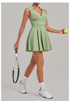 Ensemble 2 pièces robe et jupe de tennis pour femme - Motif uni, logo frontal, Spandex/Nylon, séchage rapide, vêtements de sport automne-hiver
