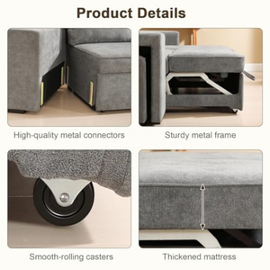 Sofá Cama Extraíble con Espacio de Almacenamiento, Sofá Cama en Forma de L Reversible con Otomana Móvil, Tapizado en Chenilla - Product Image 4