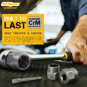   Extractor <span class=keywords><strong>de</strong></span> Tuercas Oxidadas con Rosca Inversa, Herramienta Antideslizante para Desmontar Neumáticos, Acero al Cromo Vanadio Negro OLIVER - Product Image 4