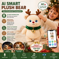 Ours en peluche intelligent interactif parlant AI, compagnon émotionnel, jouet pour enfants en tissu doux avec yeux LED en cristal et fonction vocale, Noël