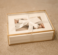 Boîte photo USB en verre pour le rangement et la présentation d'impressions, album en cristal doré, photographie de luxe, cadeau de mariage personnalisé, fait main