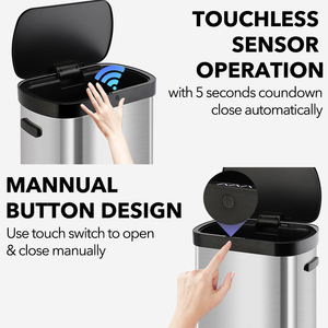 Cestino da 13 galloni sensore elettronico in acciaio inossidabile Touchless automatico casa ufficio cucina del bagno rifiuti <span class=keywords><strong>Smart</strong></span> casalinghi - Product Image 2