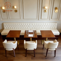 Table et banquette de restaurant en cuir blanc moderne en forme de L, mobilier commercial de qualité supérieure pour café et restaurant