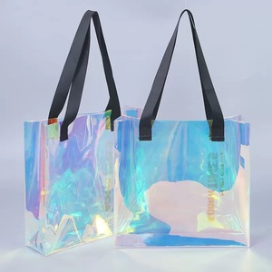 กระเป๋าช้อปปิ้งชายหาดพลาสติกใส PVC โฮโลแกรมสีรุ้งแฟชั่นสั่งทำพิเศษลดราคา พร้อมโลโก้และข้อความ - Product Image 6