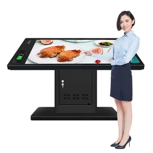 43 Inch Android 11 Smart Waterproof Smart Restaurant Touch Screen Table With Wireless Charging