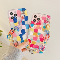 Étui de téléphone de luxe avec motif floral graffiti, TPU+PC, étanche, antichoc, bracelet, pour les séries 12/13 avec peinture UV