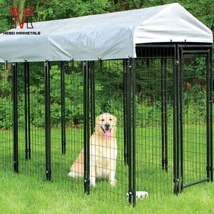 Không thể phá hủy nhiệm vụ nặng nề chó bao vây kennel chạy lớn ngoài trời Crate nhà với mái nhà