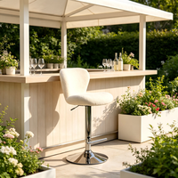 Tabouret de bar avec dossier incurvé, pivotant, réglable en hauteur, base ronde chromée, repose-pieds pour café, bar à domicile, comptoir
