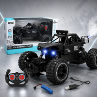 Camion RC tout-terrain avec effets de fumée simulée, recharge USB, lumières LED et carrosserie en alliage