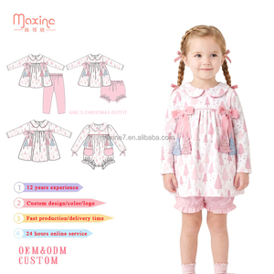 Abbigliamento per Bambine, <span class=keywords><strong>Vestito</strong></span> Rosa con Stampa <span class=keywords><strong>Albero</strong></span> di Natale, Maniche Lunghe, Fiocco Applicato, Abito a Linea A per le Festività - Product Image 4