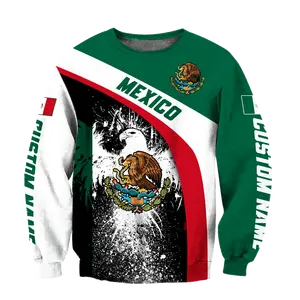 Высококачественный пуловер под заказ с флагом Мексики для спортзала, уличная одежда, свитшоты для бега, оптовая продажа, Мужская дышащая удобная Роскошная Одежда, топы