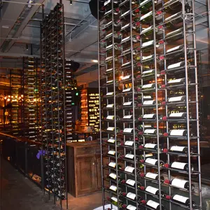 Cheapest Wine bar furniture 200 cm 190 cm large storage red wine shelve 50-100 bottles wine racks