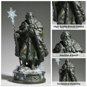 Grande Scultura in Bronzo del Dio dell'Inverno con Scettro di Ghiaccio per Decorazione di Hotel e Giardini - Product Image 4