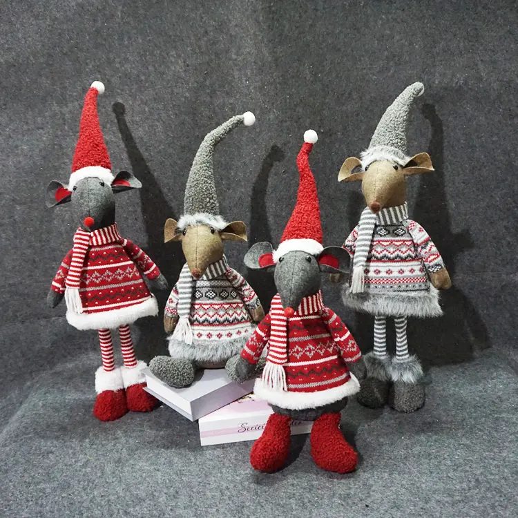 立っている人形の家の装飾サンタぬいぐるみマウスの装飾品ぬいぐるみクリスマスギフト