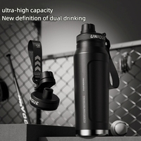 Bouteille isotherme en acier inoxydable de 1000 ml en gros, avec poignée, pour le camping en plein air, gourde thermique portable, bouteille à isolation thermique