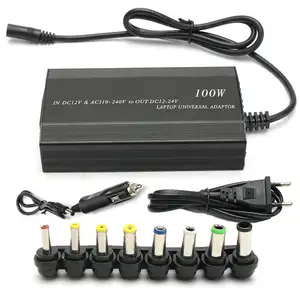 Baru Uni Eropa Plug Adaptor Laptop Charger Charger Mobil 8Pcs Konektor Universal 100W DC Auto AC Laptop Charger adaptor Power