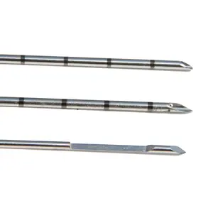 Trocar needle with echo tip curved safte wire guide