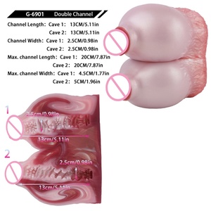 GEEBA Sexy Big Breasts Male <b>Masturbator</b> Silicone Breast Sex Toys for Men Dual Channel Pocket Pussy Stroker Realistic Vagina Doll - Product Image 3
