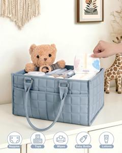 Organizador de pañales para bebé, cesta de almacenamiento portátil para guardería, con asa, gran capacidad, resistente al agua, poliéster, regalo para recién nacido, niño o niña - Product Image 4