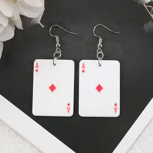 2404 1Pair Poker Drop Earrings Playing Card Charms Fashion Leisure Casino Games Style Jewelry