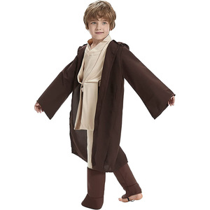 Costume de chevalier Jedi Obi Wan Kenobi de Star Wars pour garçons, tenue d'Halloween pour enfants, ensemble haut et pantalon avec cape marron - Product Image 1