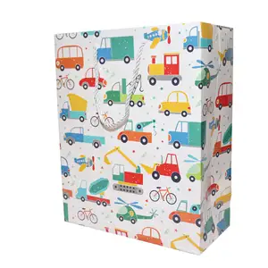 Custom White Paper with Handle Shopping Bags Recycle Doll Toy Car Gift Bag